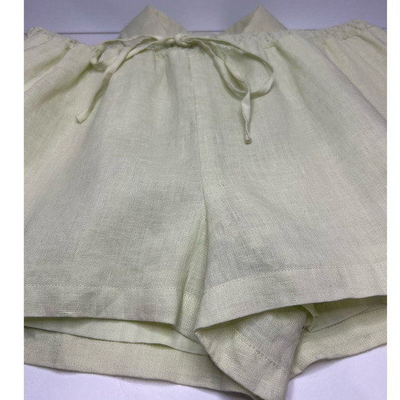 NEW Victoria's Secret 100% Linen Light Yellow/Green Tie Waist Smocked Romper‎ 10 - Picture 6 of 6